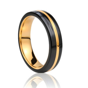 Aliança de tungstênio gold black